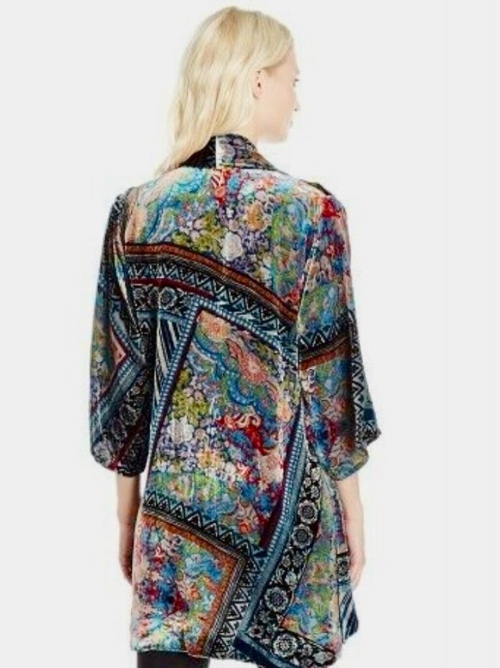 Oversized Johnny Was Velvet Multicolor Printed Kimono